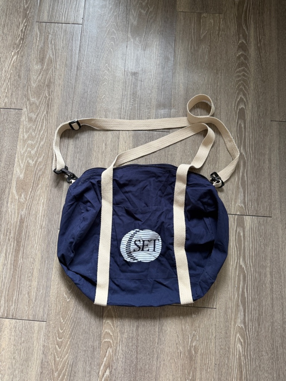 SET Active Navy Duffel Bag with Cream Straps